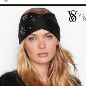 Victoria Secret Black  snowflake sparkle  embellished headband/Ear warmer